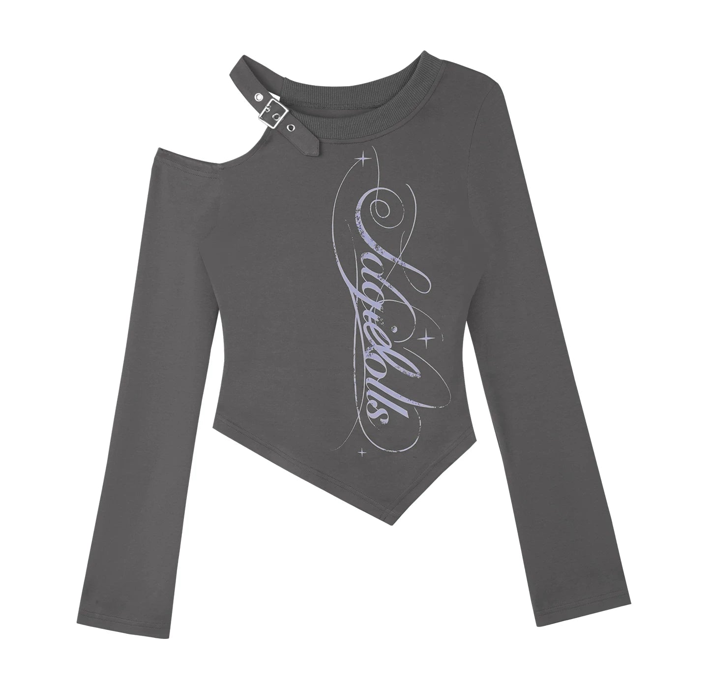 Gray Off-Shoulder T-Shirt Top