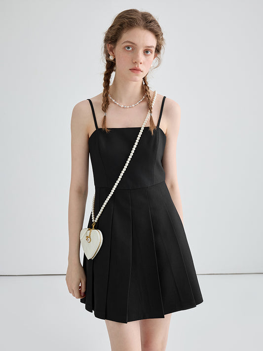 Black Pleated Slip Dress