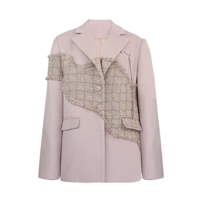 Pink Loose Stitching Blazer Coat