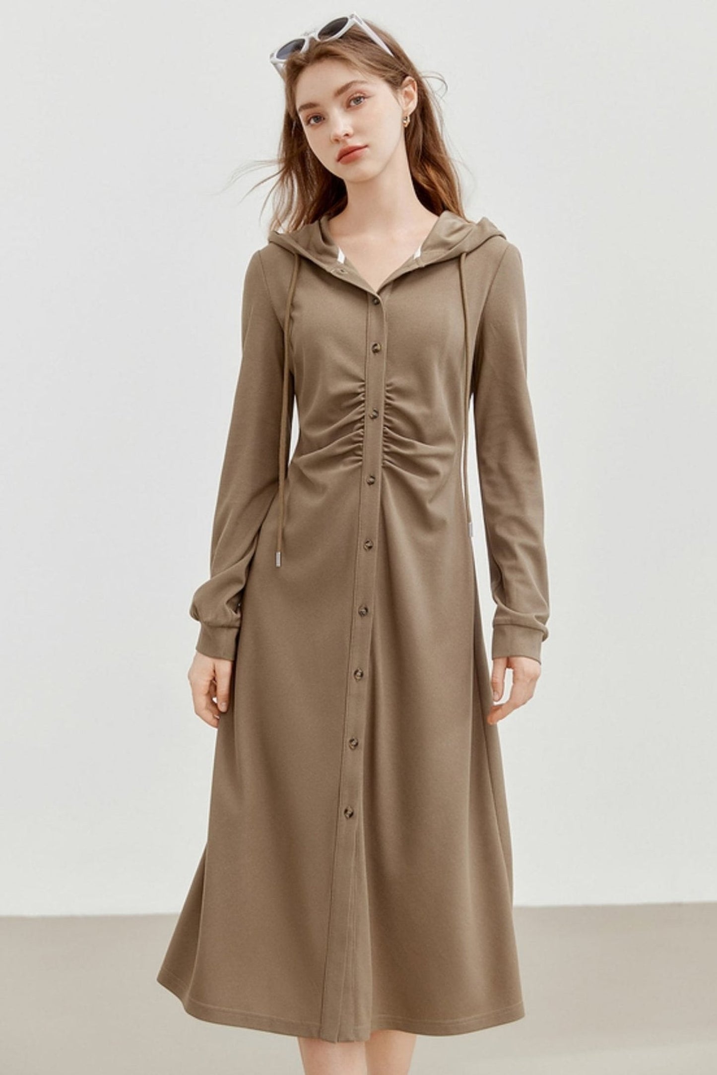 Hooded Slim Cardigan Dress