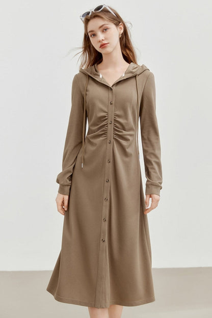 Hooded Slim Cardigan Dress