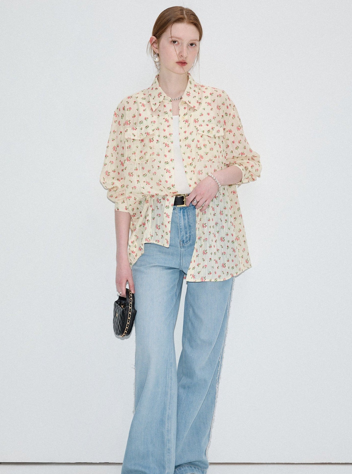 Retro Floral Lapel Shirt