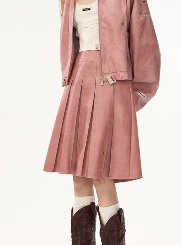 Coat pleated skirt casual set