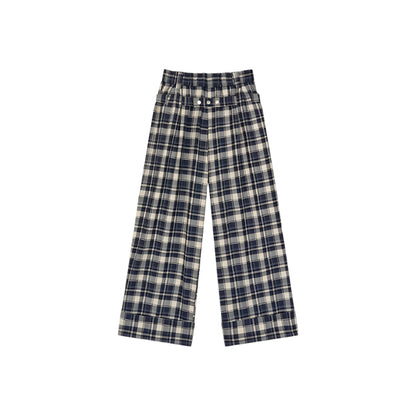 Plaid Belted Straight Leg Pants
