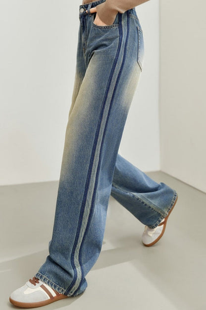 Retro High-Waisted Straight Jeans