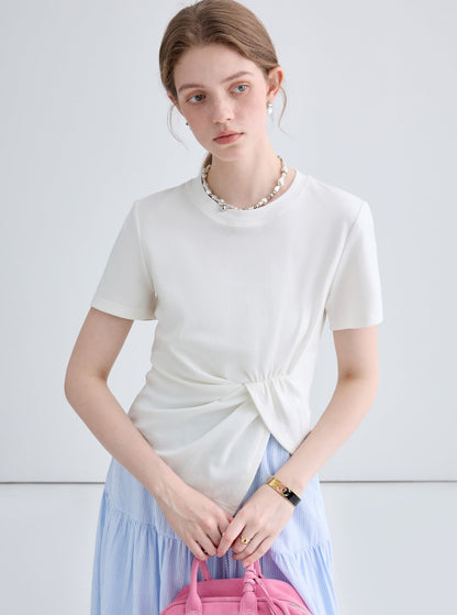 Short Sleeve Irregular Pleated Top