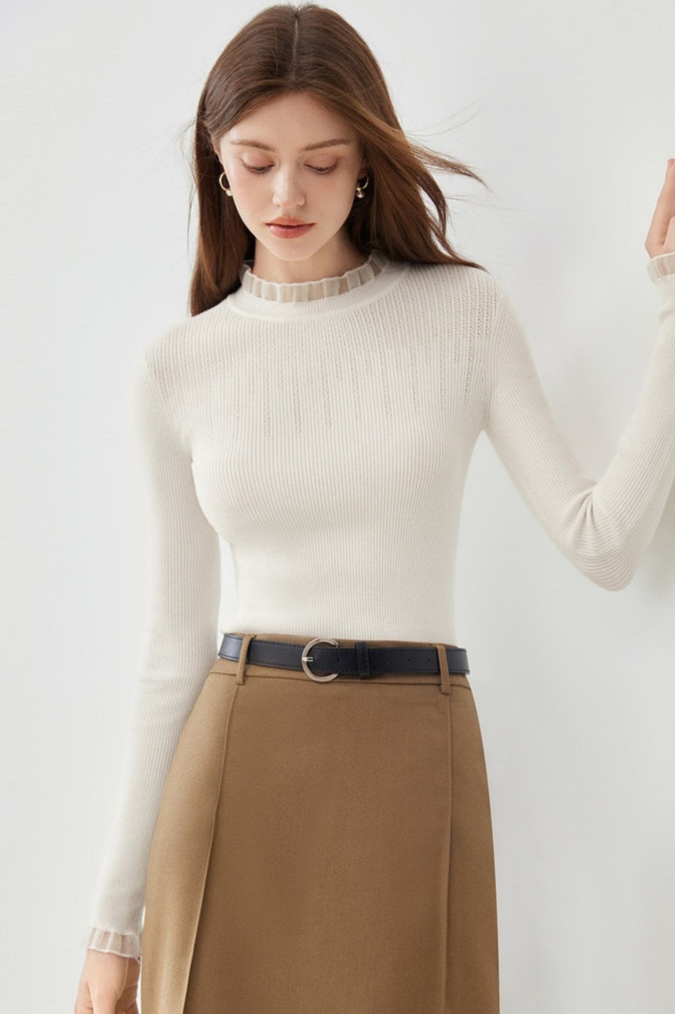 Simple Lace Collar Base Shirt