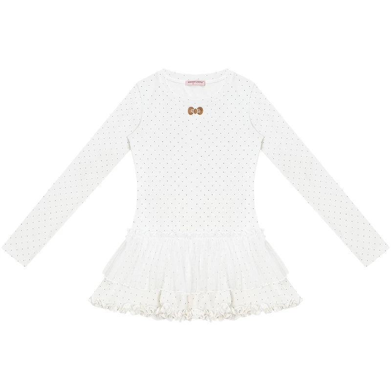 Lace Pleated Polka Dot Top