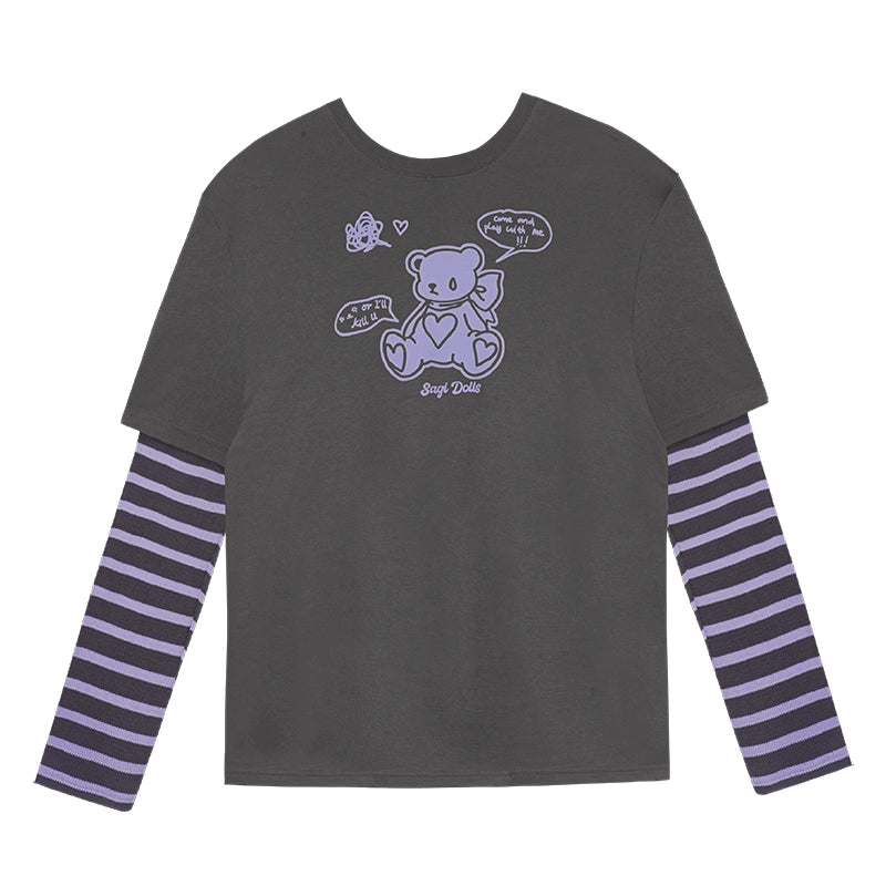 Gray Purple Super Long Sleeve T-shirts