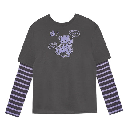 Gray Purple Super Long Sleeve T-shirts