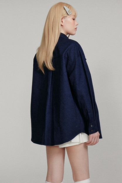 VERSATILE NAVY BOW DENIM SHIRT