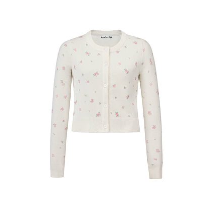 Floral Design Knitted Cardigan