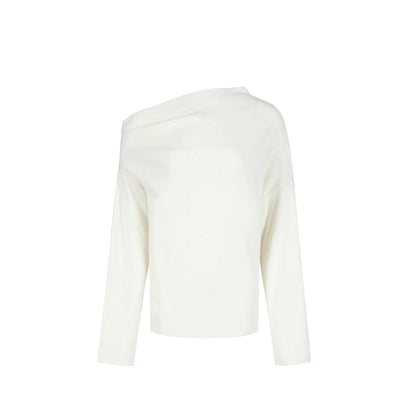 Pleated Off-Shoulder Knit Sweater