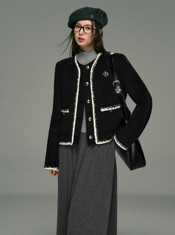 Fragrant Round Neck Woolen Coat