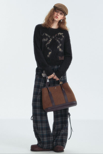 Leopard-Print Bow Crewneck Jumper