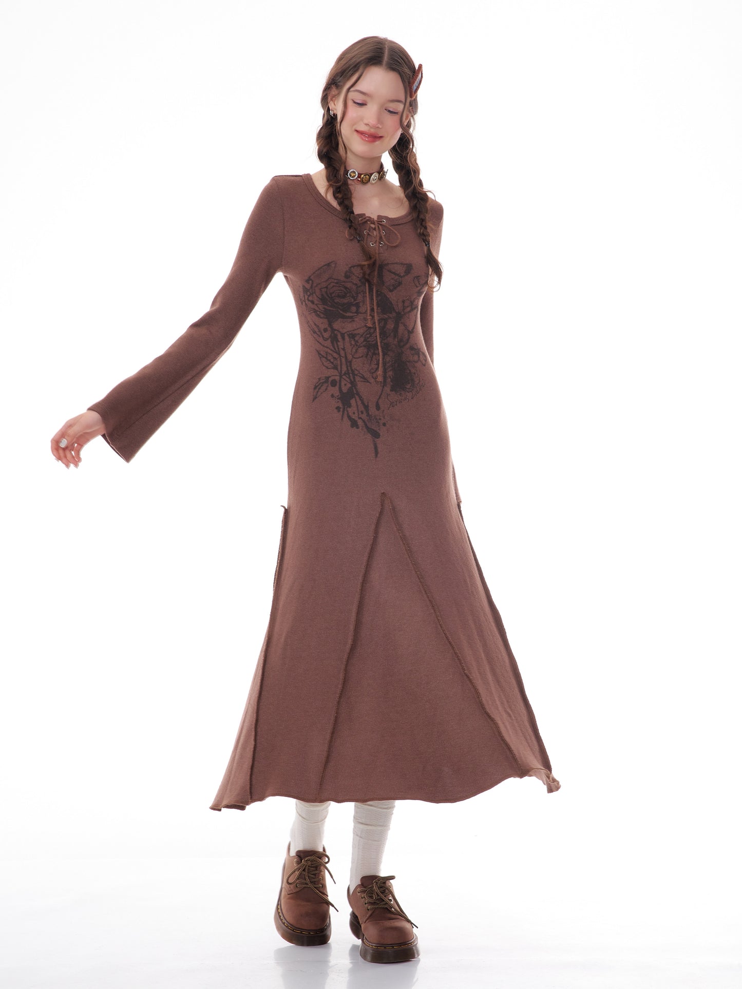 Long sleeve wool knit base Dress