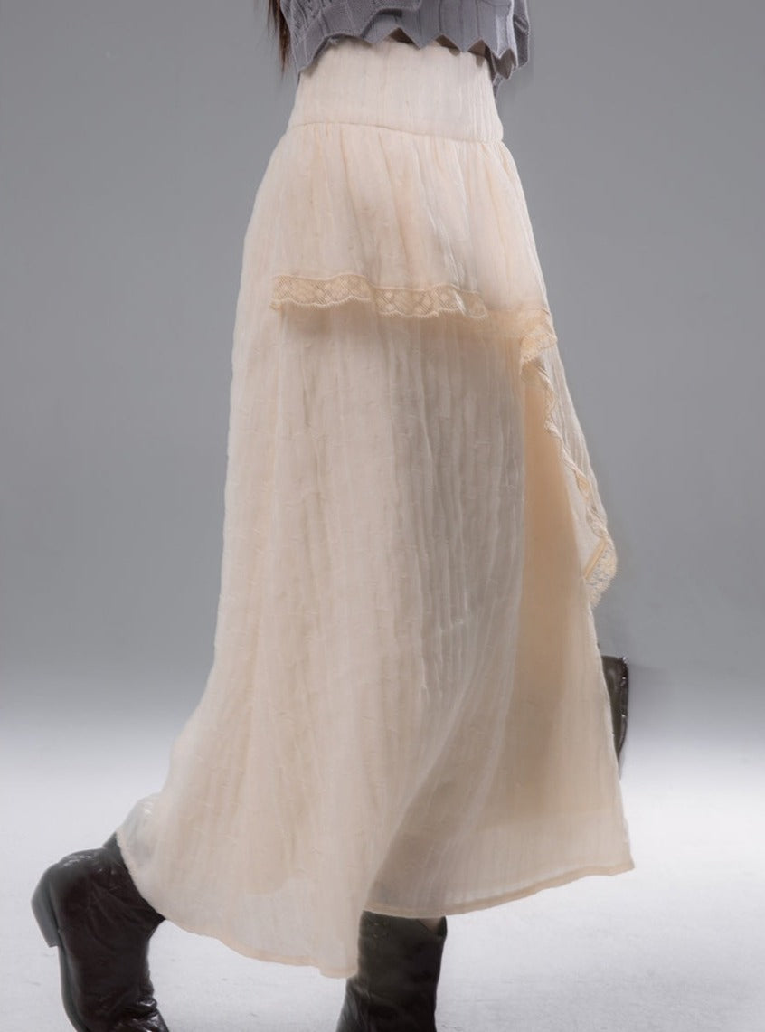 Romantic lace diagonal skirt