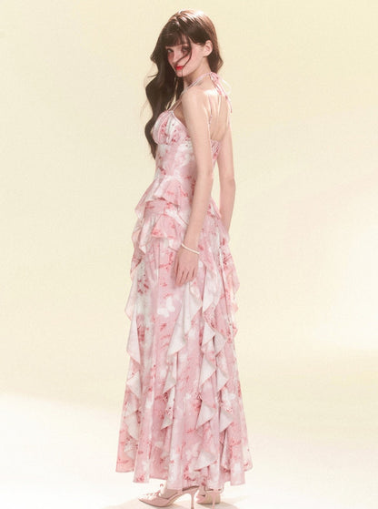 Floral Pink Halterneck Dress