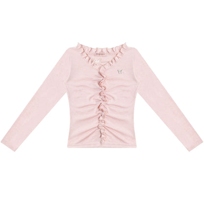 Butterfly Lace Slim Long Sleeve Top