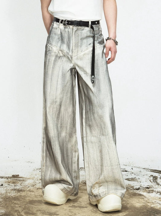 Stained Straight-Leg Pants