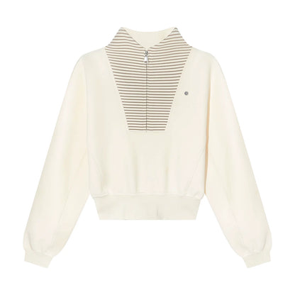 Striped Patchwork Half-Zip Jacket