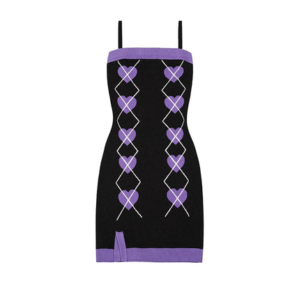 Christmas Night Black Purple Dress Set