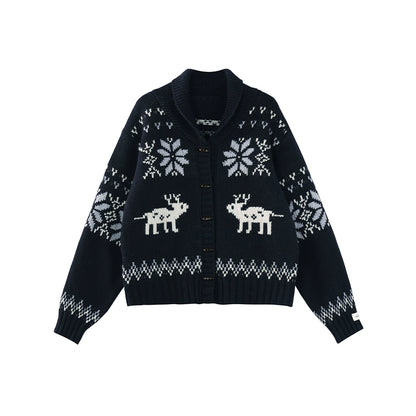 Snowflake Deer Wool Cardigan