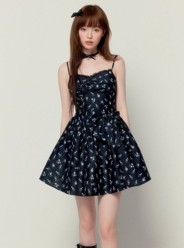 Blackcurrant Ice Floral Fishbone Princess Dress