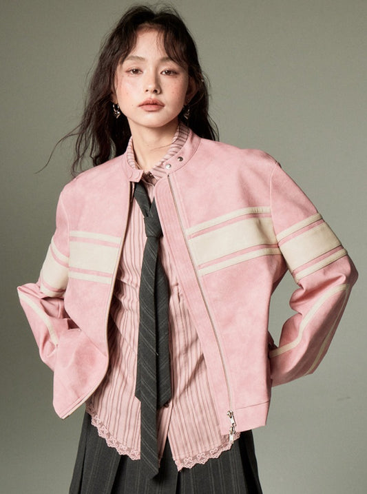 vintage pink leather jacket