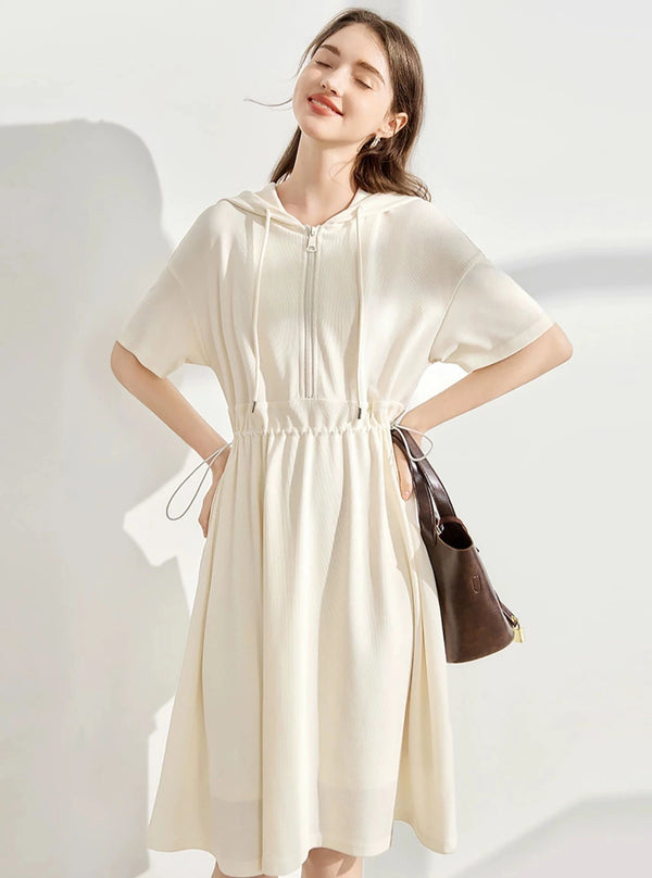 Elasticated Waist Hooded Dress