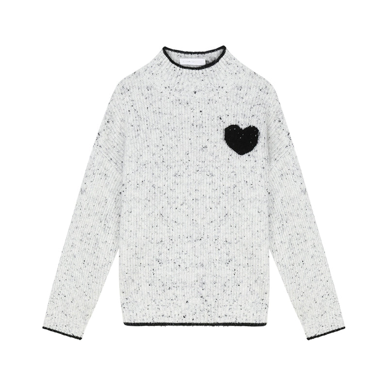 High Neck Love Jacquard Knitted Top