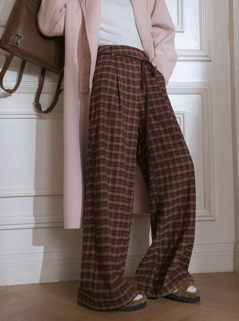 Checked wide-leg trousers