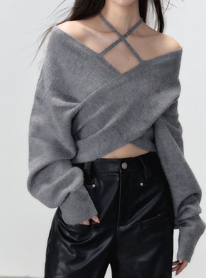 straight shoulder knit sweater wool top