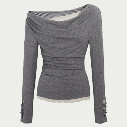 Swing Neck Lace Knit Top