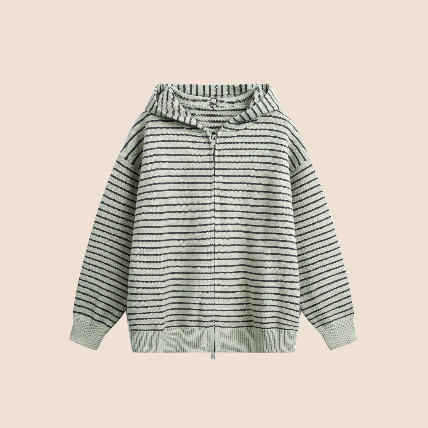 Color-Block Striped Knit Cardigan