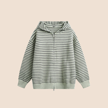 Color-Block Striped Knit Cardigan