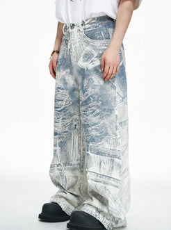 3D Digital Printed Ink-splashed Jeans