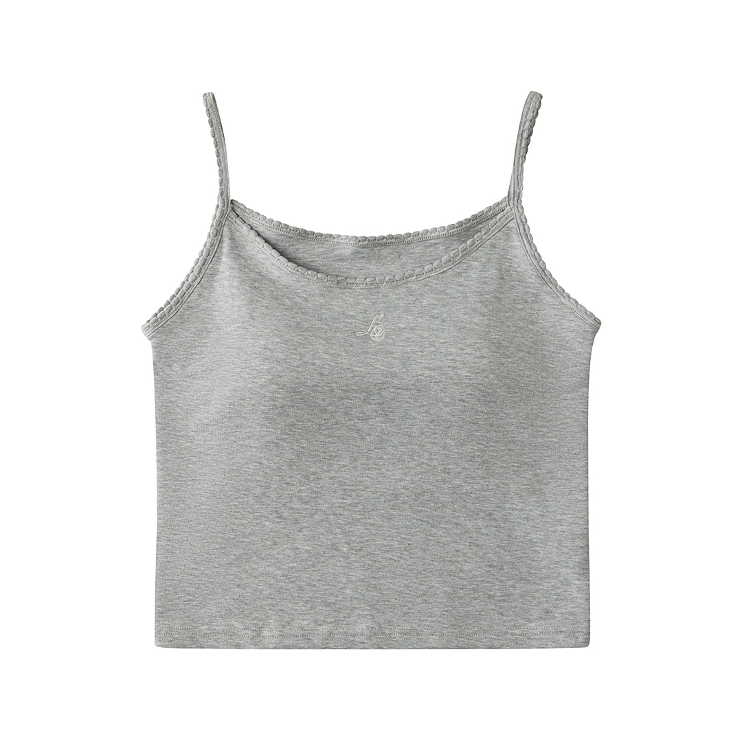 Grey Camisole French Embroidery Top