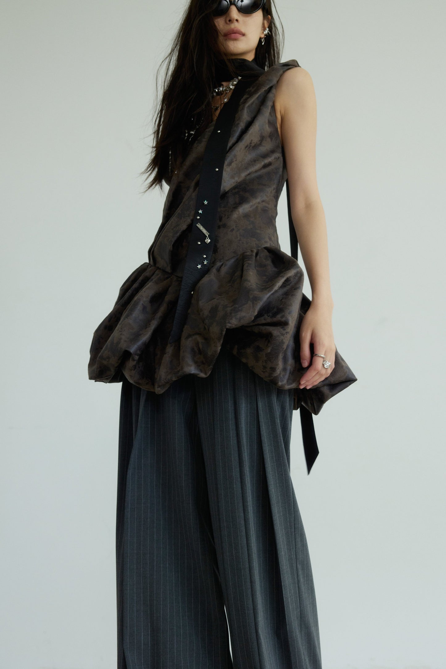 Dark Rock Vest Slip Dress