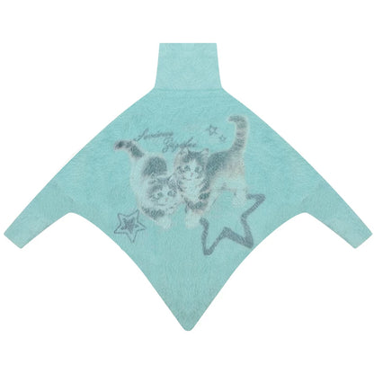 Star Painting Cat Turtleneck Sweater