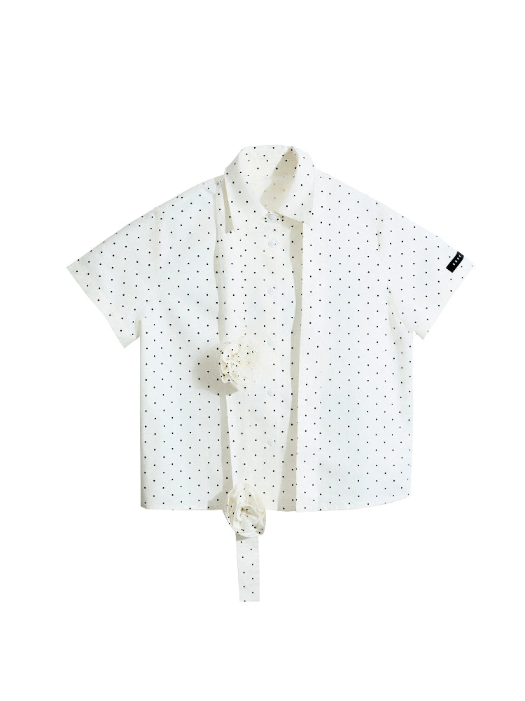 Polka Dot Flutter Sleeve Blouse