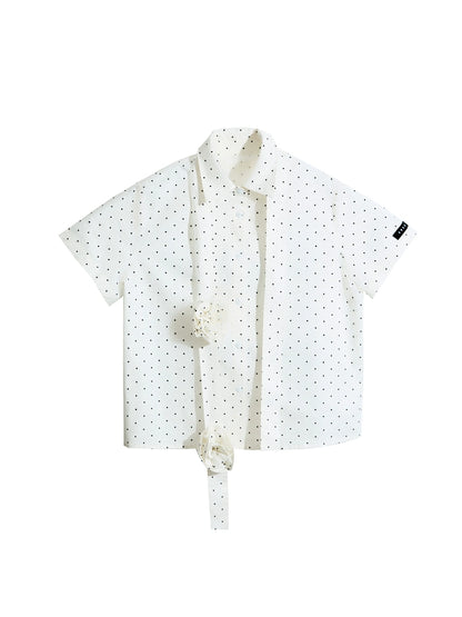 Polka Dot Flutter Sleeve Blouse