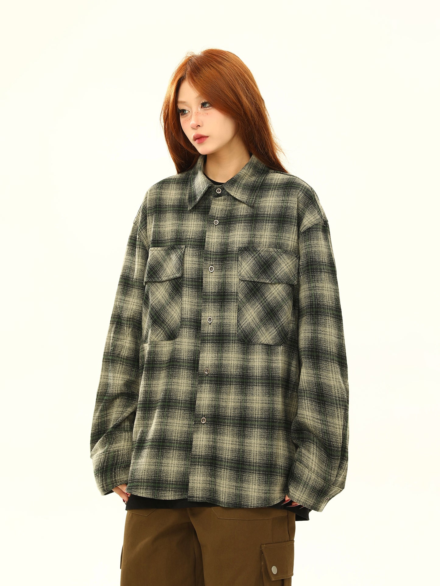 Retro -Gradienten -Check Premium Plaid -Hemd