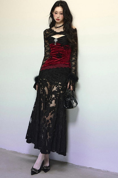 Off-Shoulder Lace Mermaid Dress