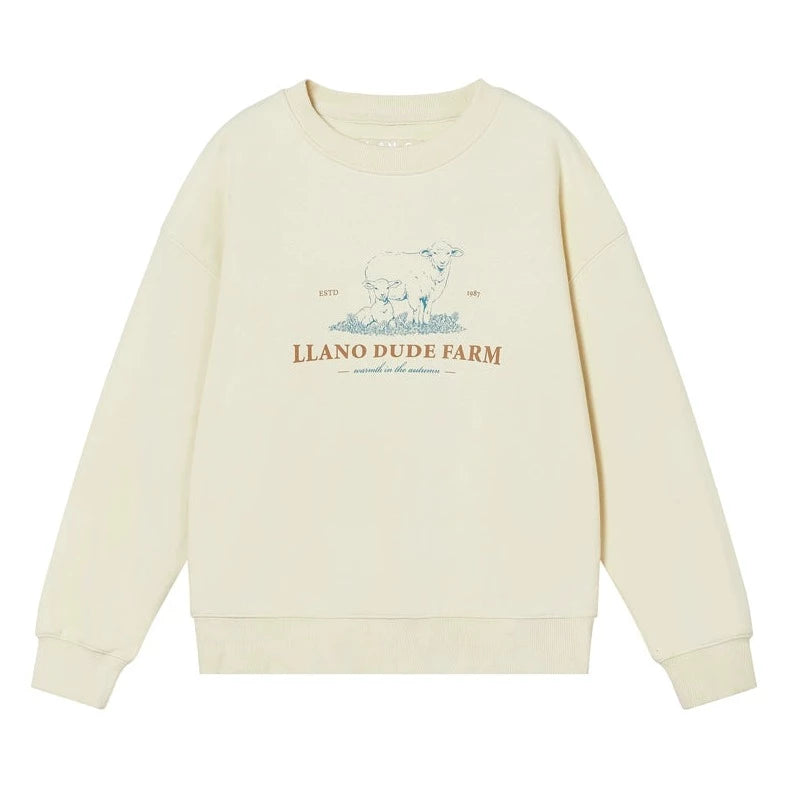 soft fluffy lamb print sweatshirt
