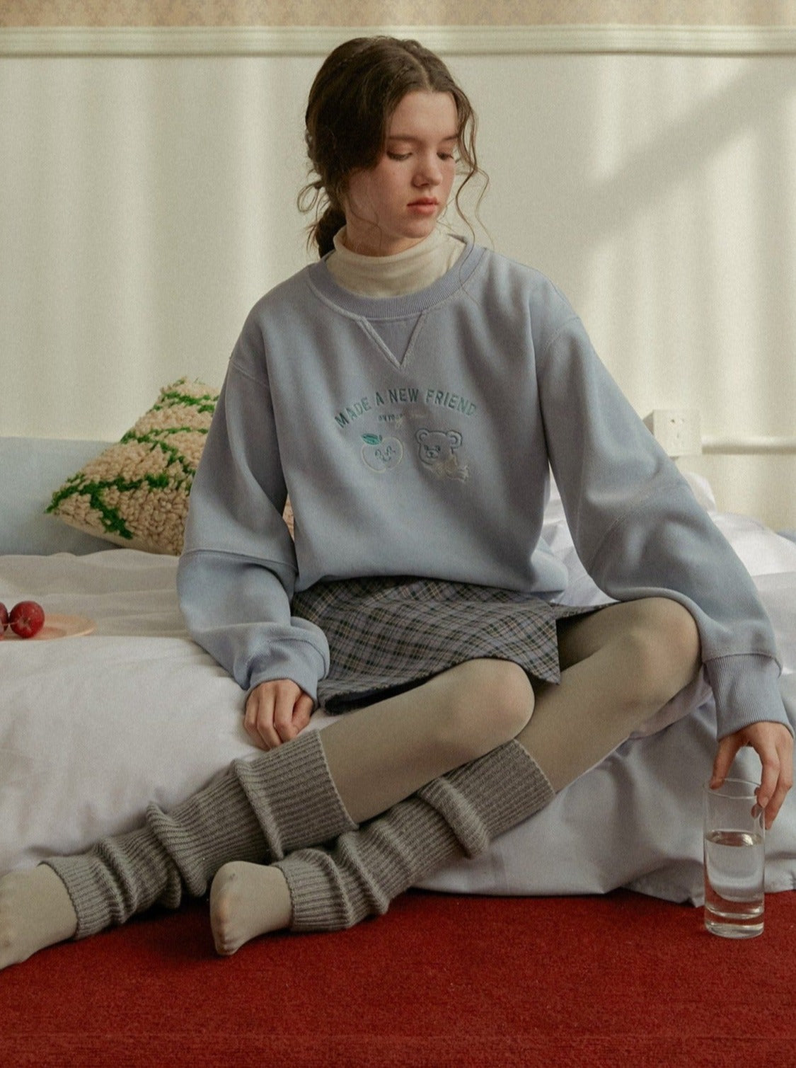 Fleece -Stickerei Sweatshirt