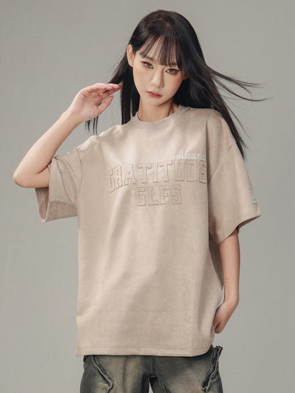 Embroidered Heavy Crew Neck T-Shirt