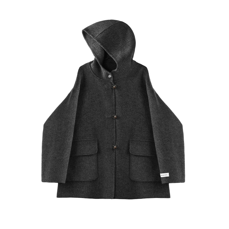 Reversible Australian Wool Hooded Coat