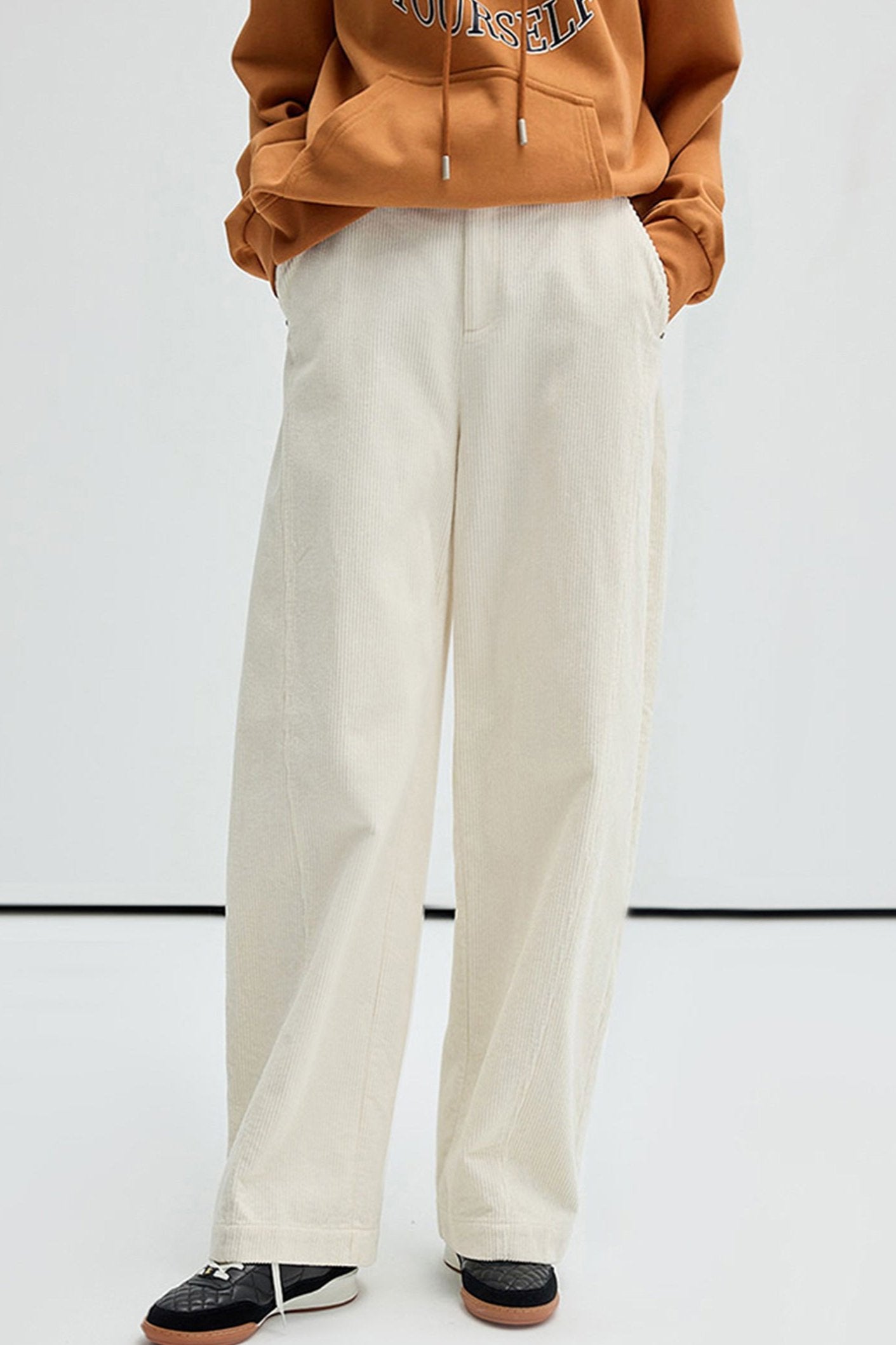 Cotton Wide-Leg Corduroy Pants Set-Up