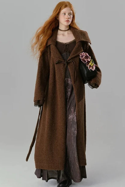 Wool Lapel Long Cardigan Jacket